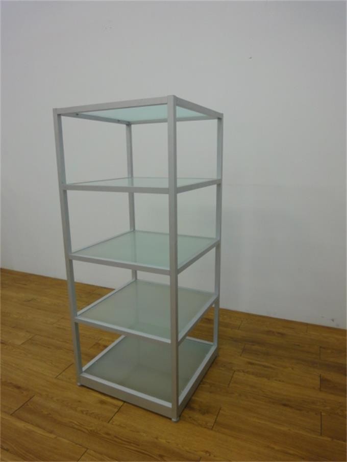 Display rack with frosted glass panels